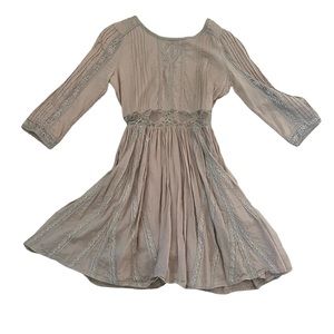 Free People Olive Lace Detail Fit and Flare Dress